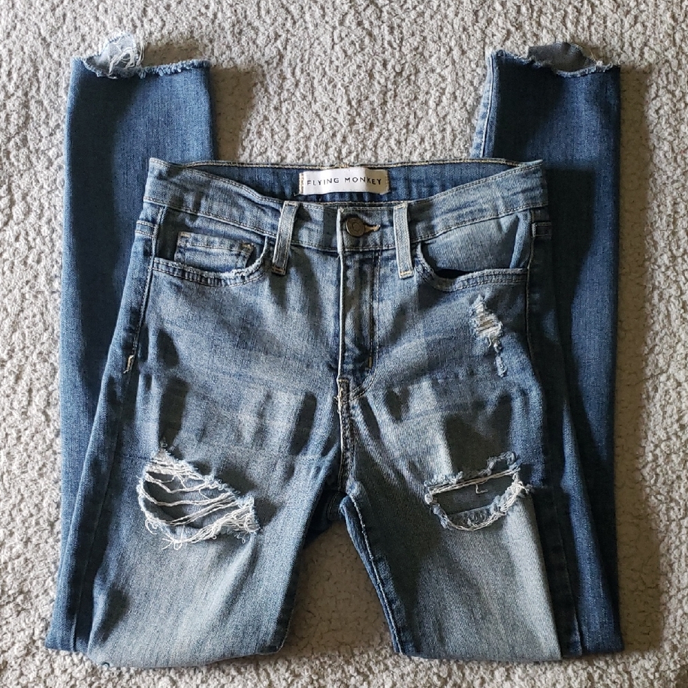 Flying Monkey High-Rise Stretch Distressed Denim Jean